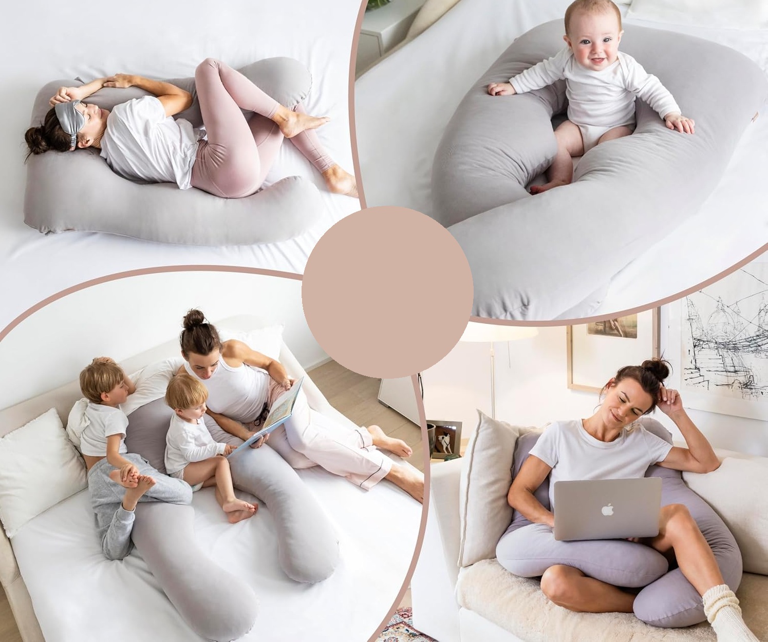 Poduszka ciążowa i do karmienia mimi kalu memory foam z maską do spania