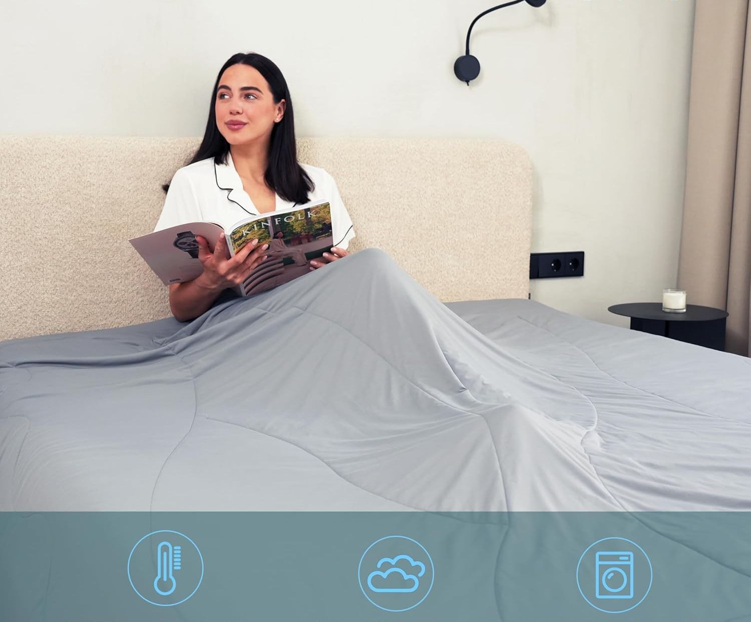 Koc chłodzący ACCURATEX 200x200 cm lekki letni oddychający i antyalergiczny