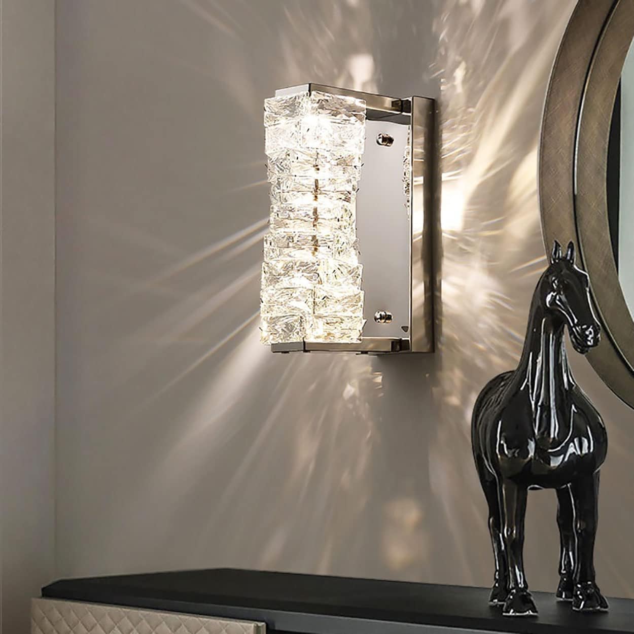 Lampa ścienna LED Sxtiger nowoczesna kryształowa regulowana srebrna