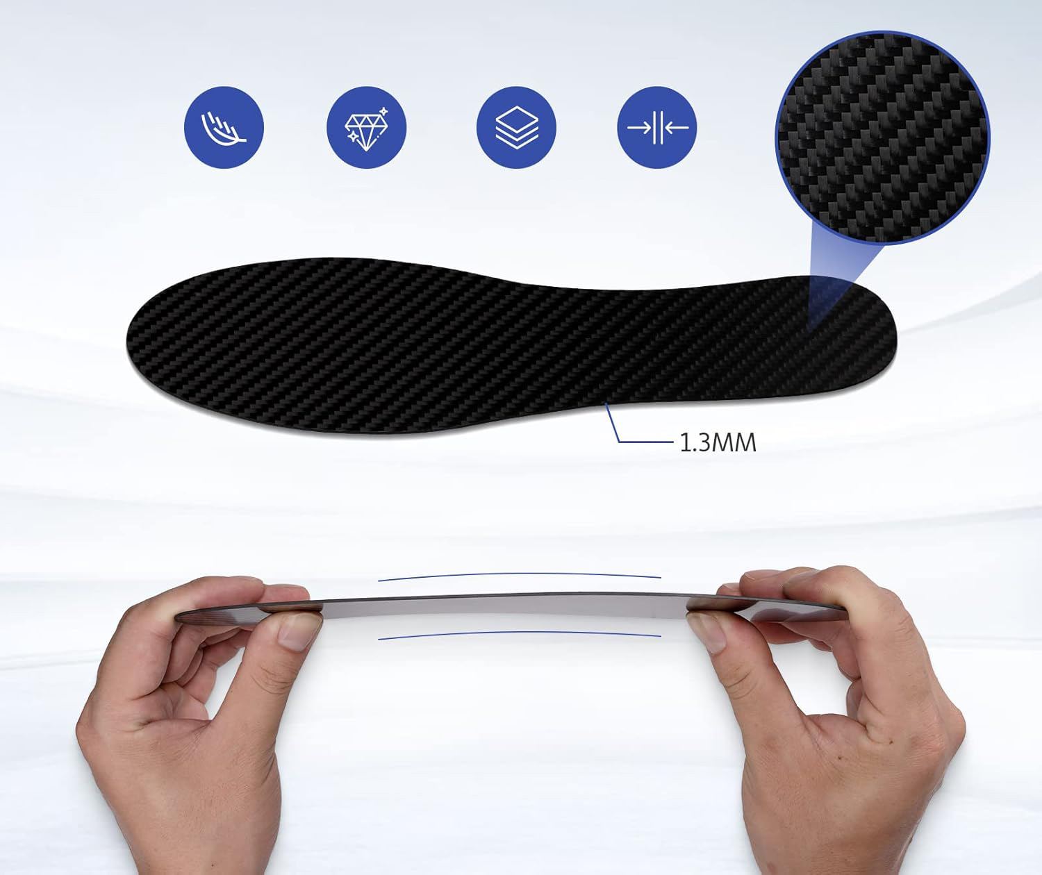 Wkładka do butów z włókna węglowego FAKILO 253 mm mocne wsparcie stopy