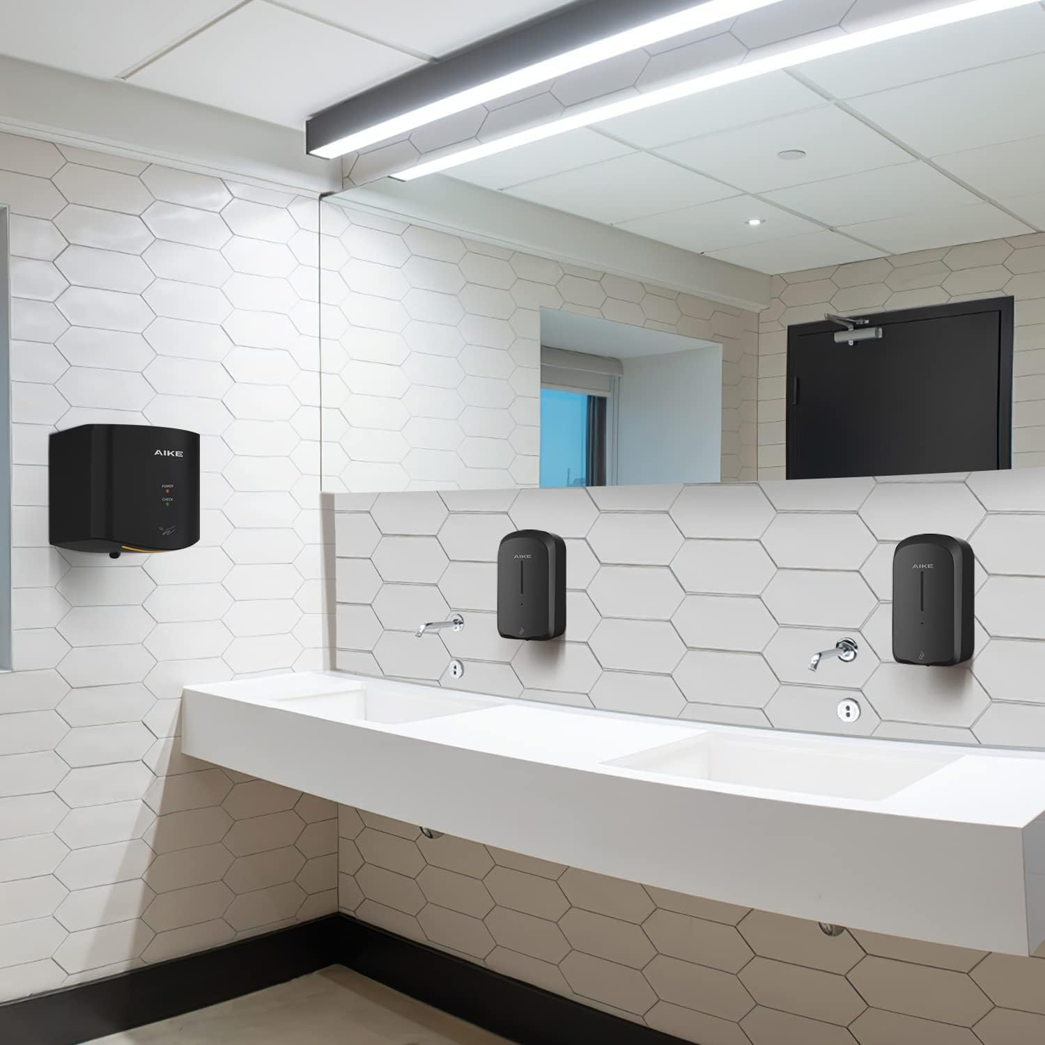 Suszarka do rąk AIKE Air Wiper, 220 V, 1400 W, czarna, Używany