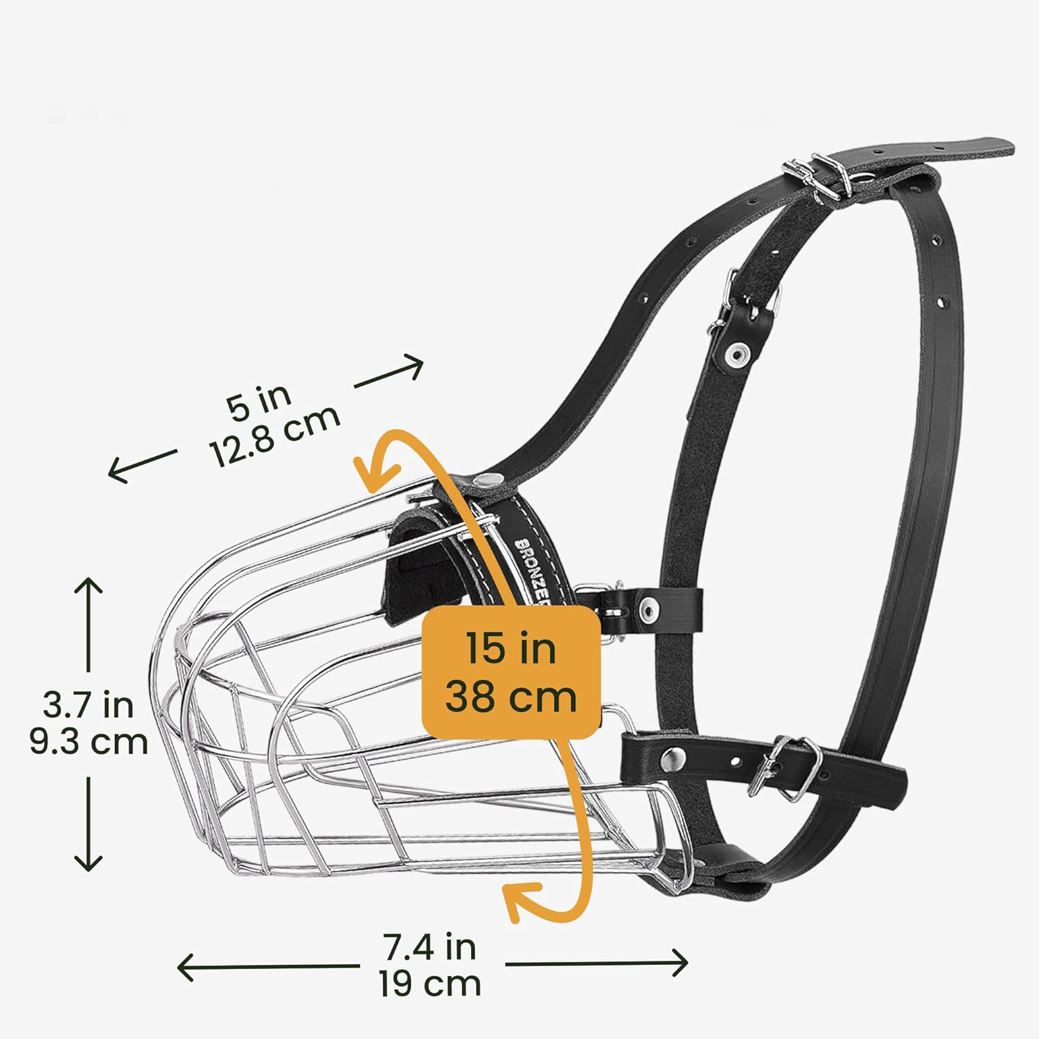 Kaganiec metalowy druciany dla psa BRONZEDOG regulowany L średni-duży
