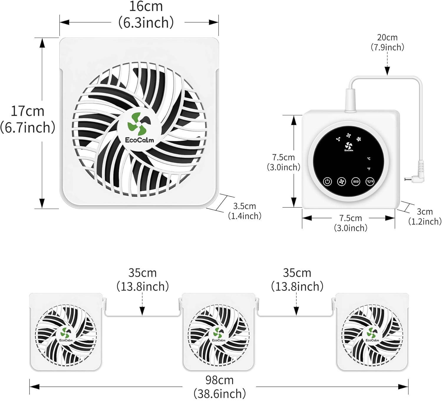Wentylator grzewczy ecoCalm KP-CRV2401 z termostatem i magnesami