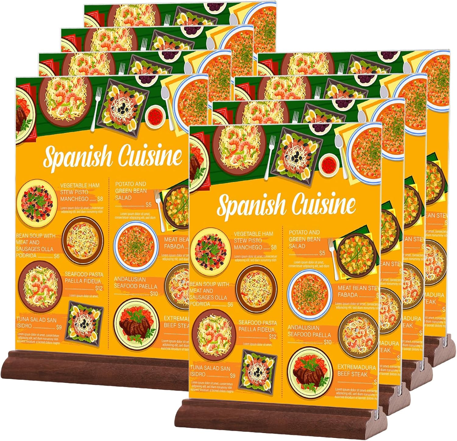 Uchwyt na tabliczki akrylowy stojak na menu A4 Srvnpioy 8 sztuk POWYSTAWOWY