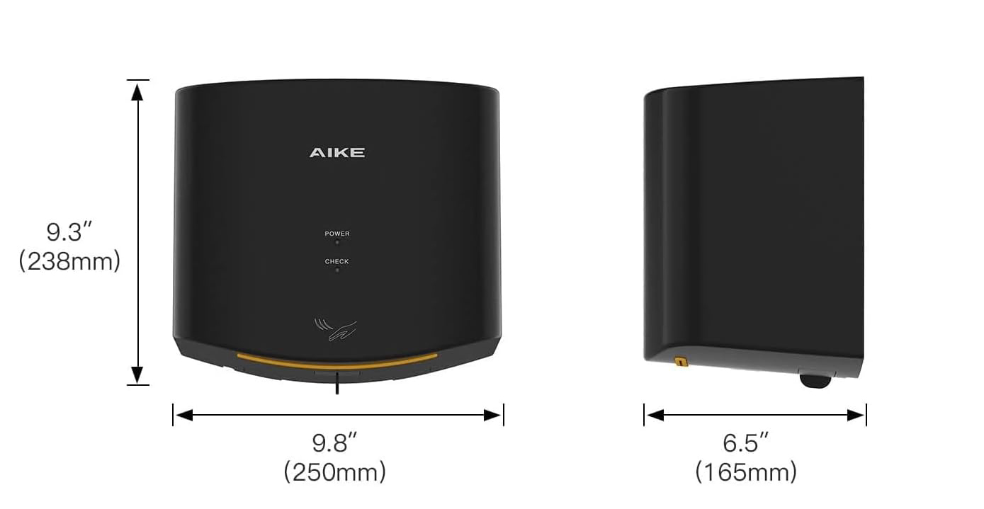 Suszarka do rąk AIKE Air Wiper, 220 V, 1400 W, czarna, Używany