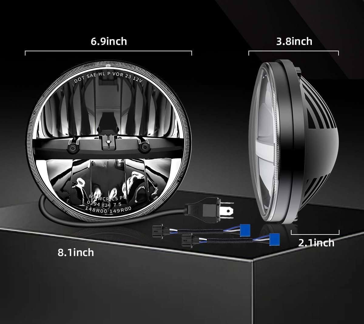 Lampy reflektory LED Braveway 7" 60W 12000lm H4-H13 Wrangler JK TJ LJ CJ H1