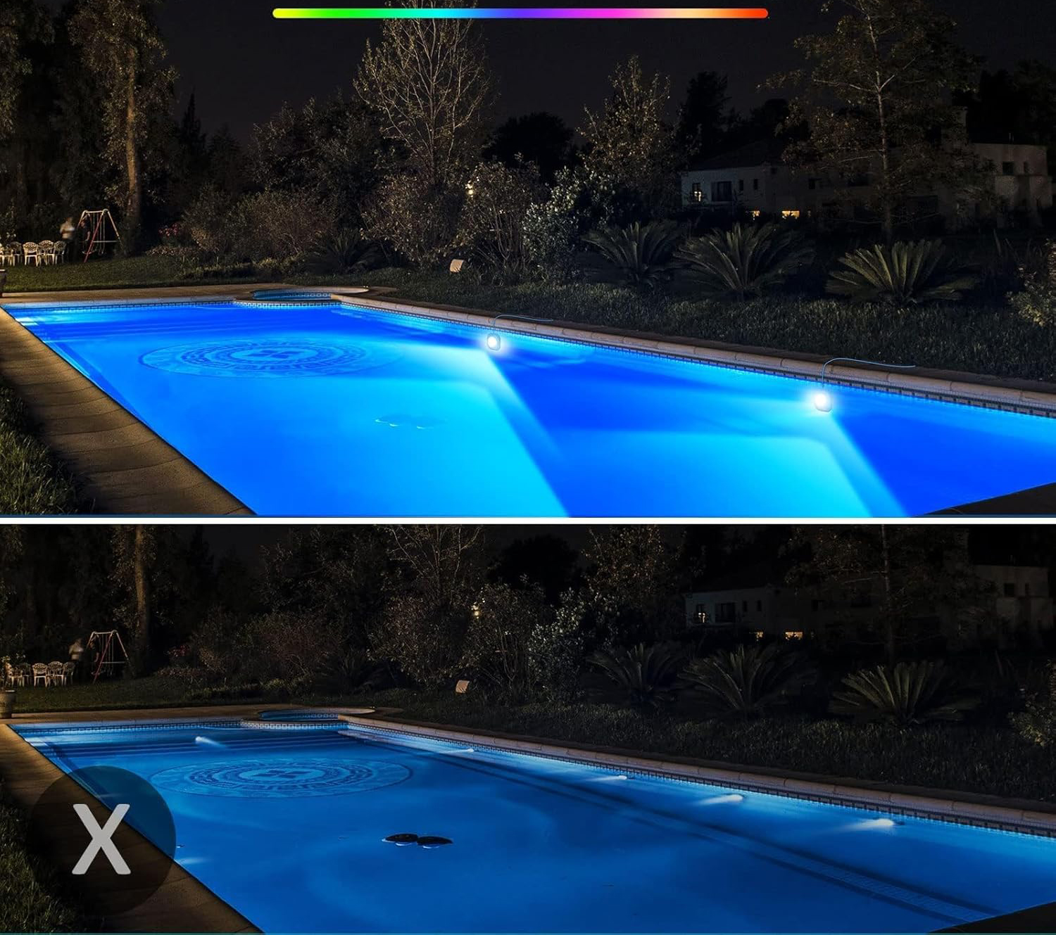 Lampa LED bezprzewodowa do basenu LyLmLe 40 W 12V IP68 z kablem 8 m, 2 szt.