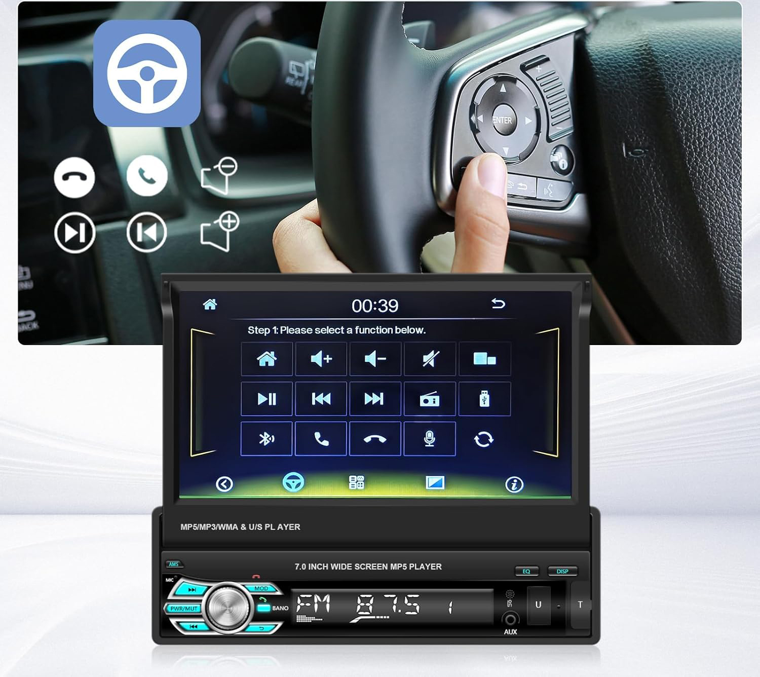 UŻYWANE Radio samochodowe Inefala 45W z Bluetooth i tunerem FM nowoczesny