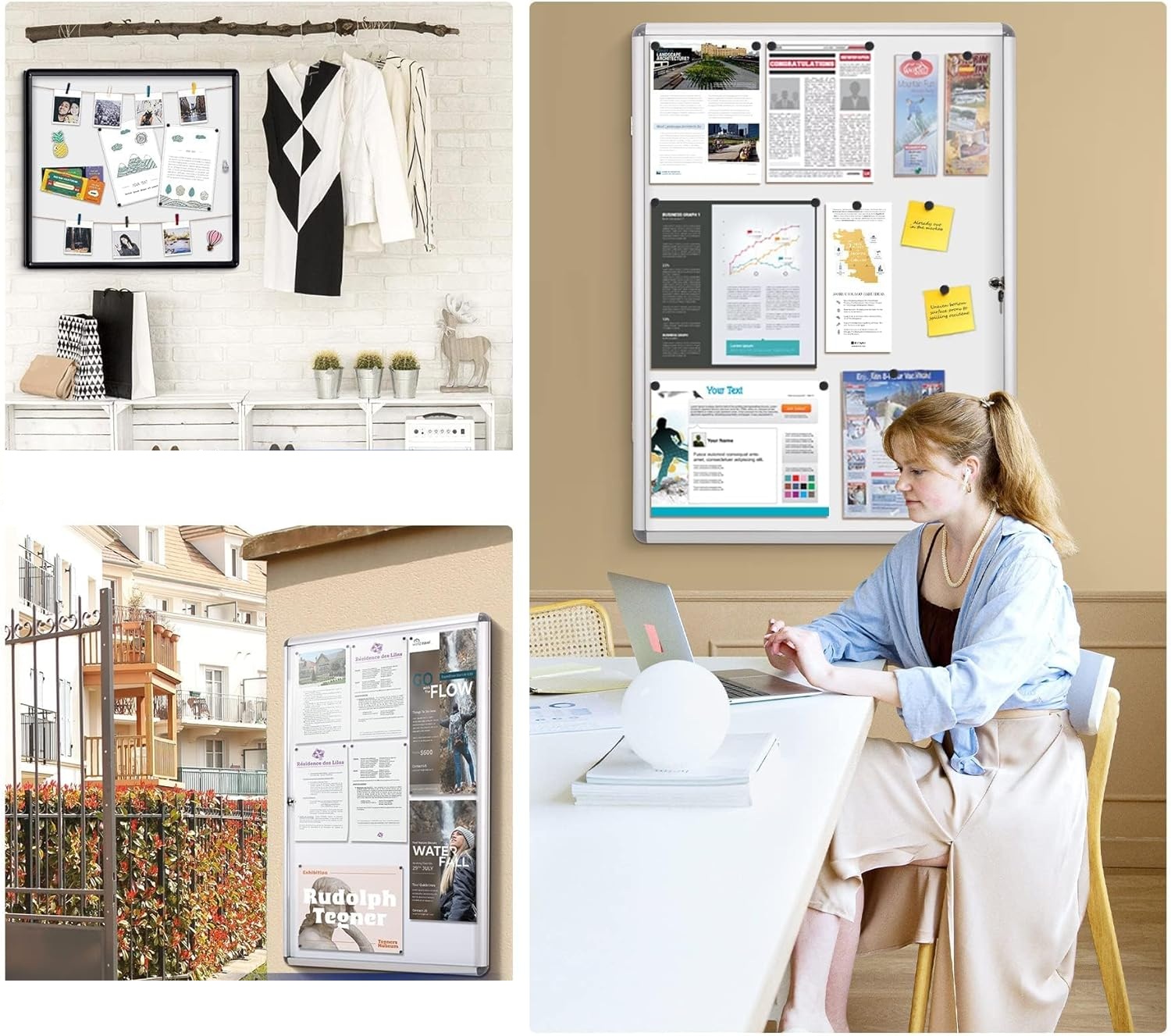 Tablica ogłoszeń zamykana Swansea biała z drzwiami 67x50 cm 4×A4