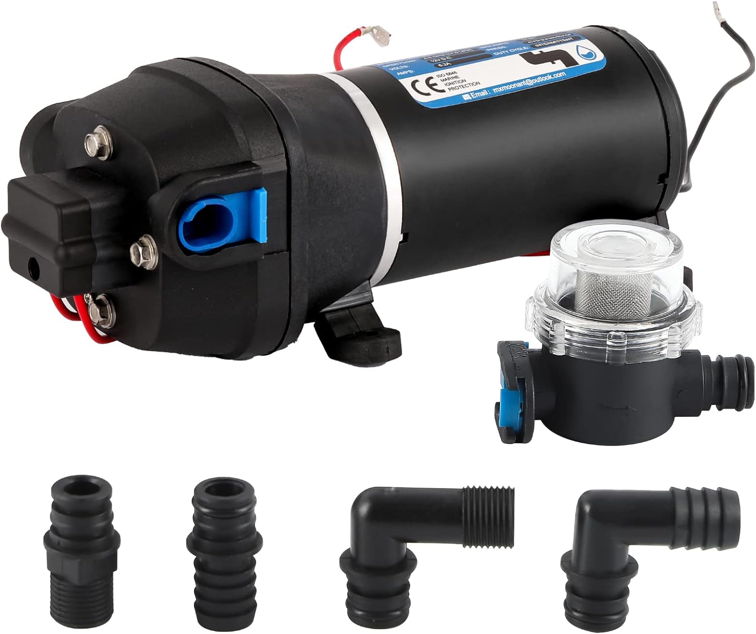 NIEKOMPLETNA Automatyczna pompa wodna Mxmoonant 17 l/min 12 V 2,4 bar MX-40