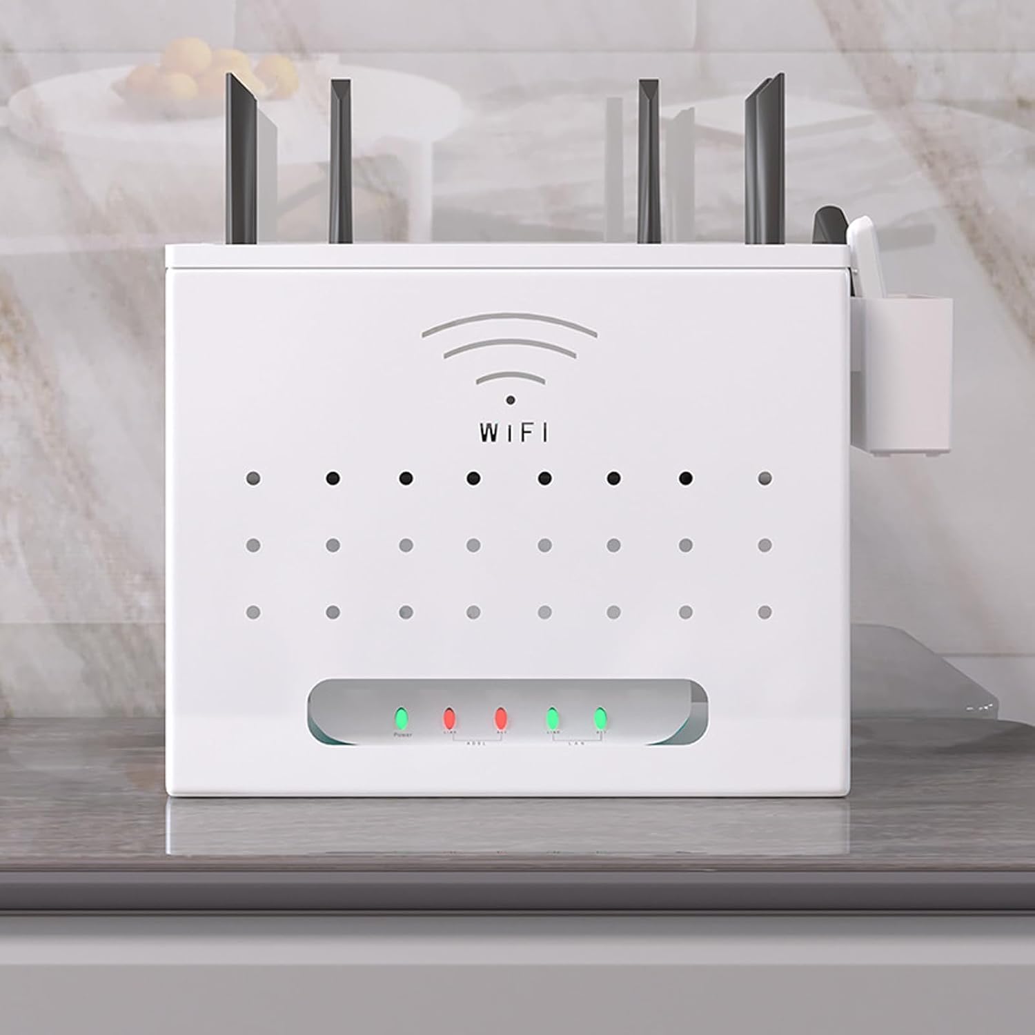 Skrzynka na router i modem Catekro z zarządzaniem kablami biała