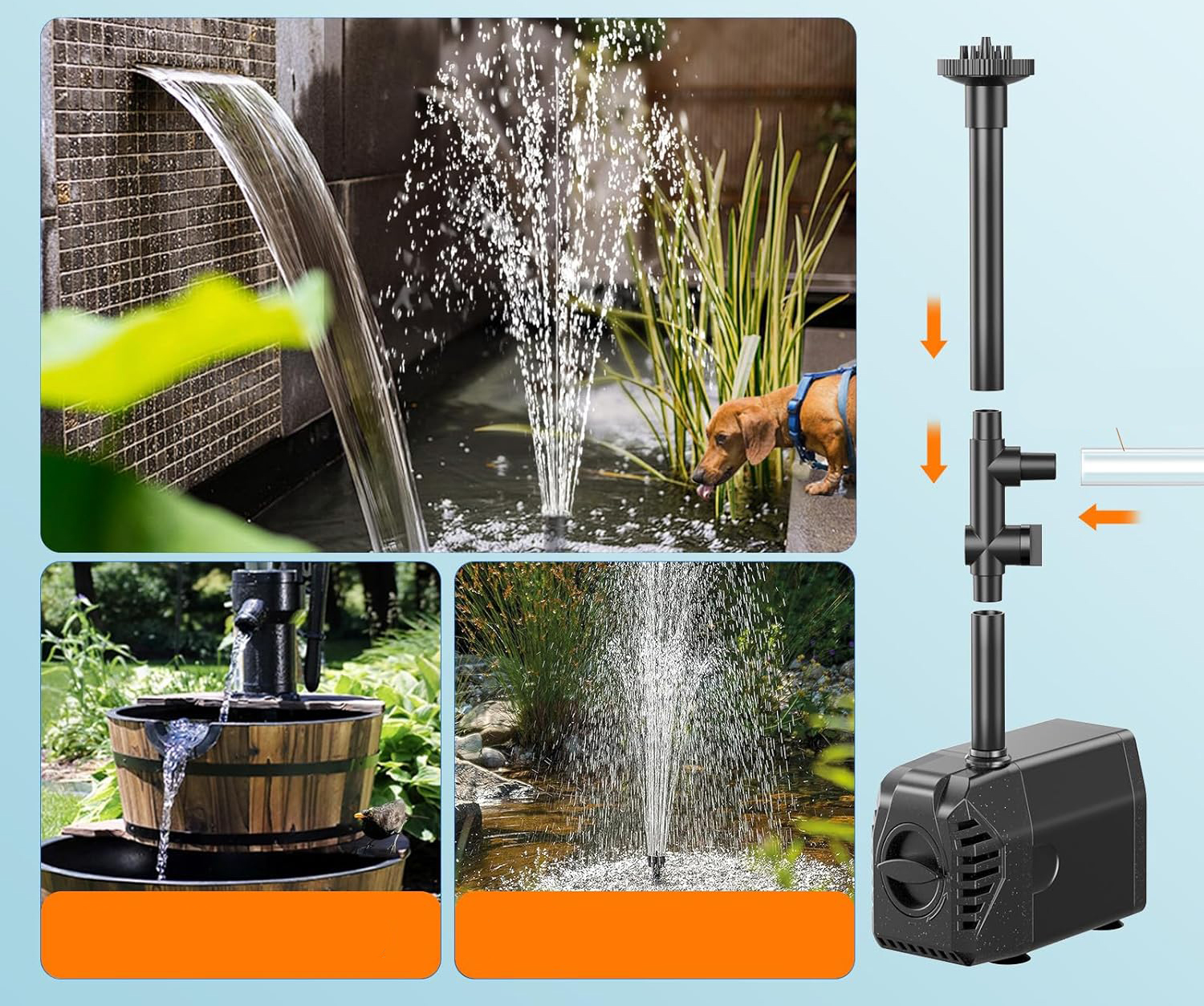 Solara fontanna Biling 25W 1200 L/H do stawu ogrodowa pompa z rurą 2 m