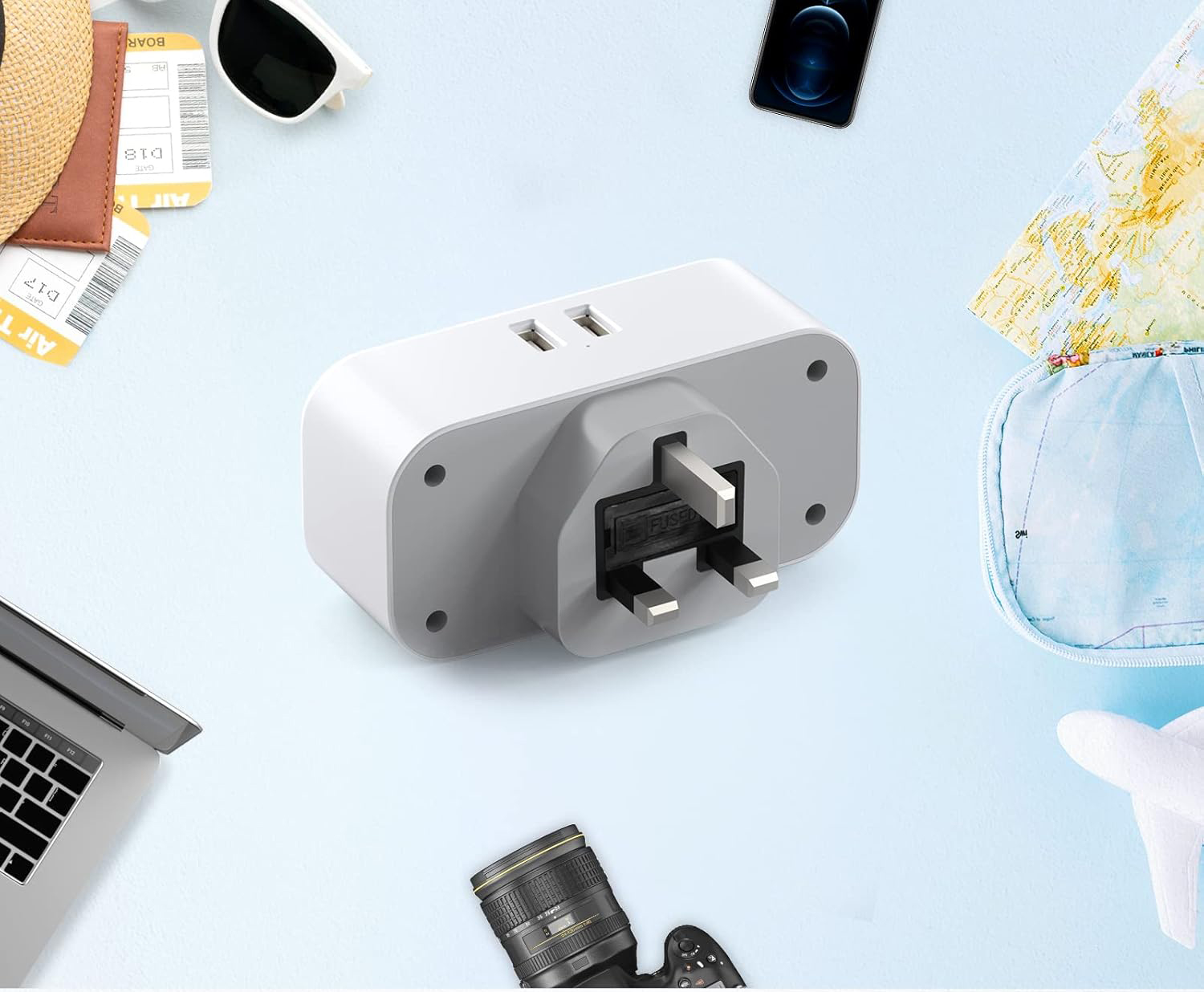 Adapter TESSAN TS-321-UK Wtyczka, 4 w 1 Wtyczka UK, z 2 gniazdami i 2 USB