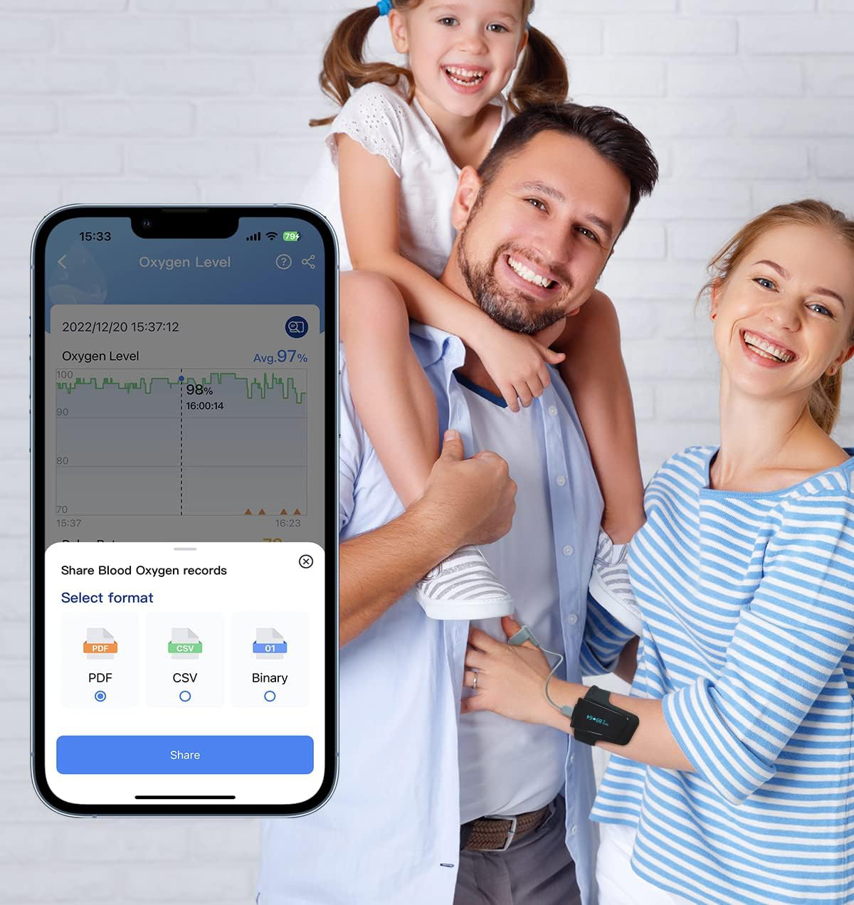 USZKODZONY Pulsoksymetr na palec i nadgarstek Wellue Checkme Max bluetooth