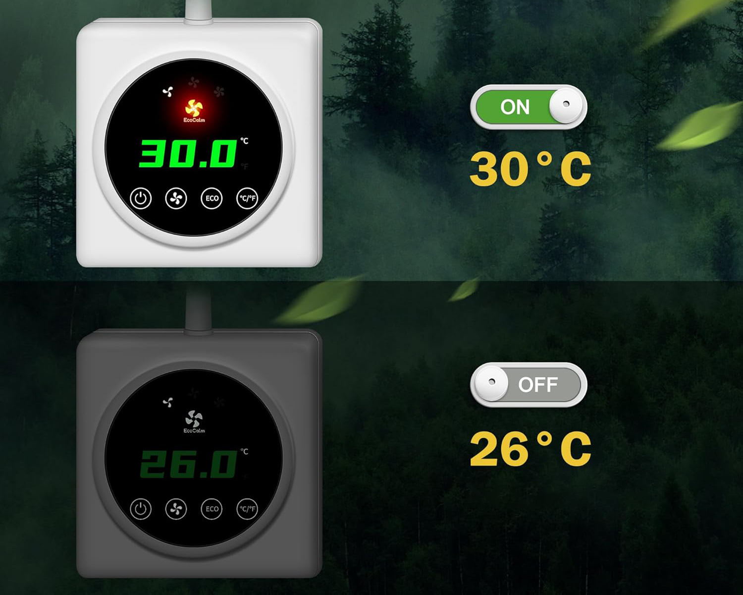 Wentylator grzewczy ecoCalm KP-CRV2401 z termostatem i magnesami