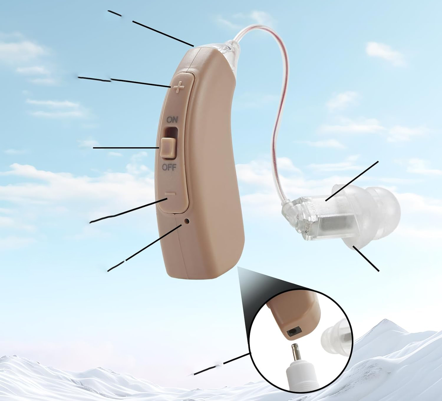 UŻYWANE Cyfrowy aparat słuchowy WEIYII VHP-1704 ładowalny z redukcją hałasu