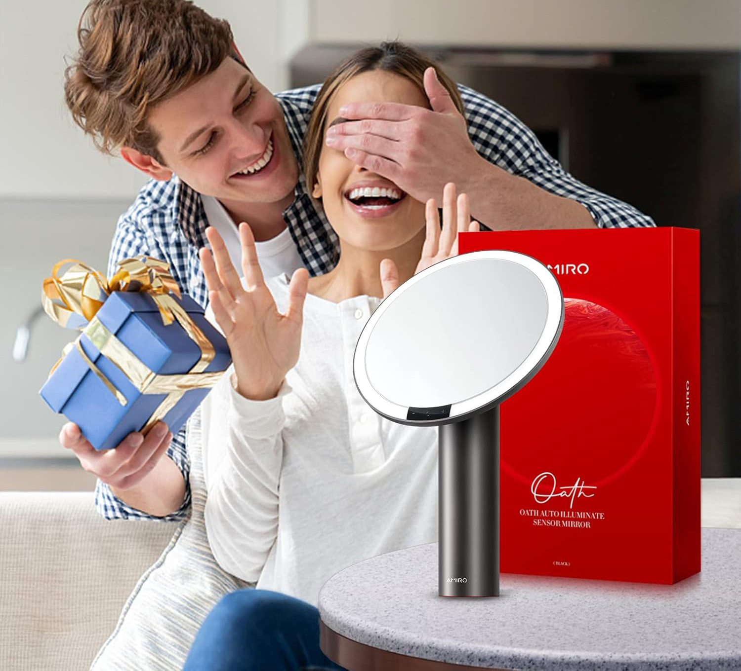 Lustro do makijażu LED 9 cali z czujnikiem dotykowym 3 kolory bezprzewodowe