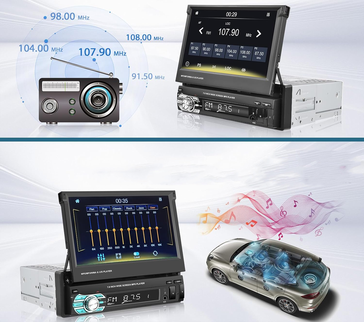 UŻYWANE Radio samochodowe Inefala 45W z Bluetooth i tunerem FM nowoczesny