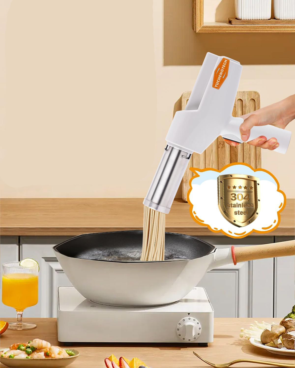 Maszynka do makaronu elektryczna YUCHENGTECH 220V ręczna z 10 dyskami