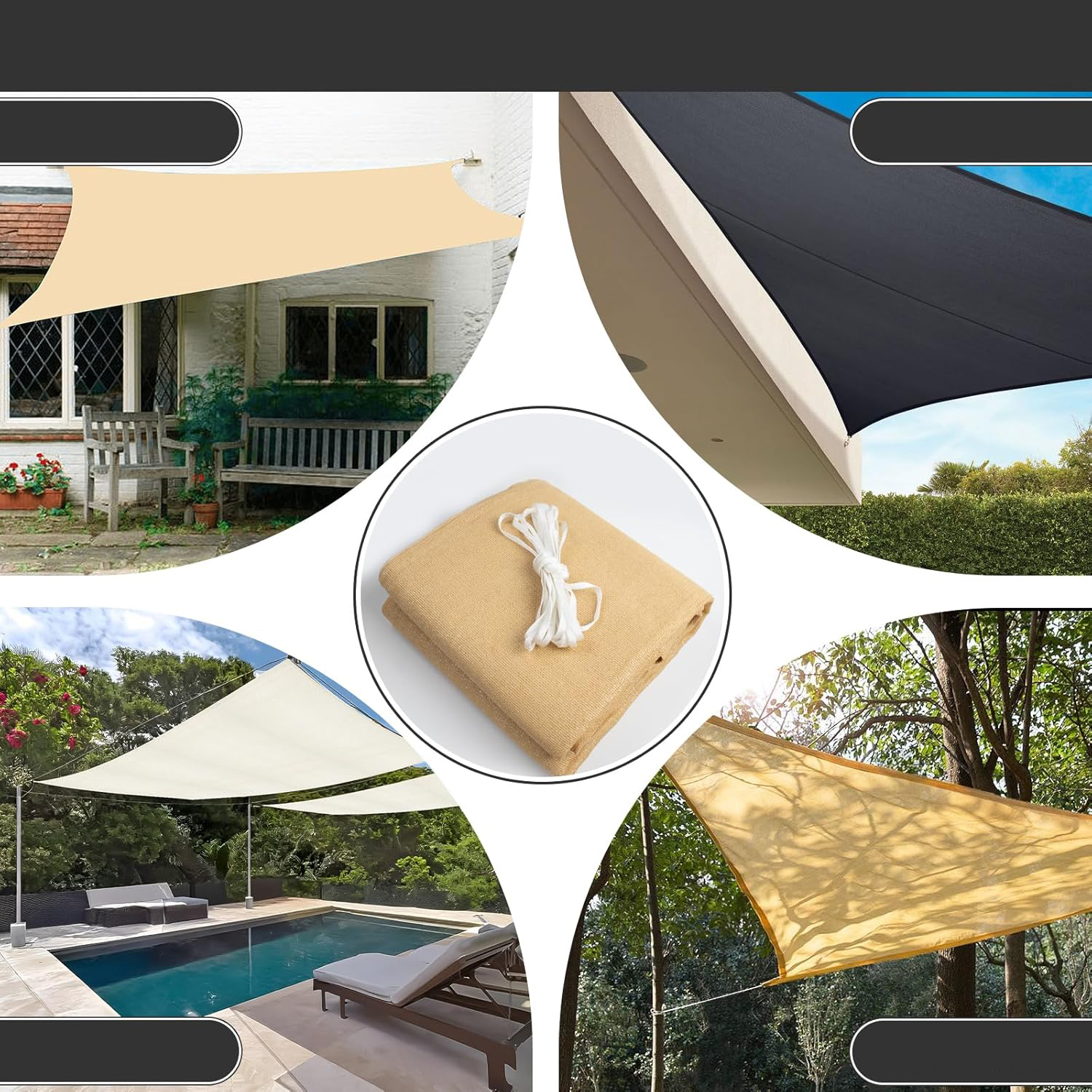 UŻYWANE Żagiel przeciwsłoneczny Sunnylaxx trójkątny 5x5x7 m kremowy UV