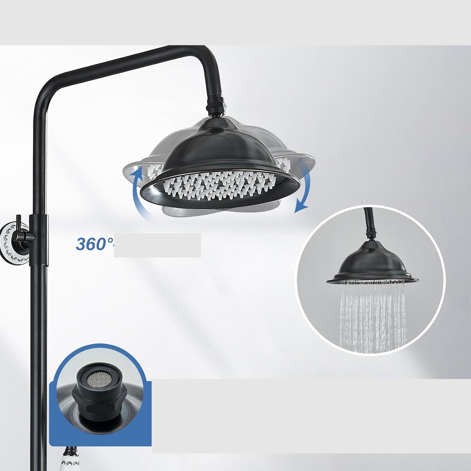 System prysznicowy Sugu czarny z ruchomym ramieniem i wężem 150 cm