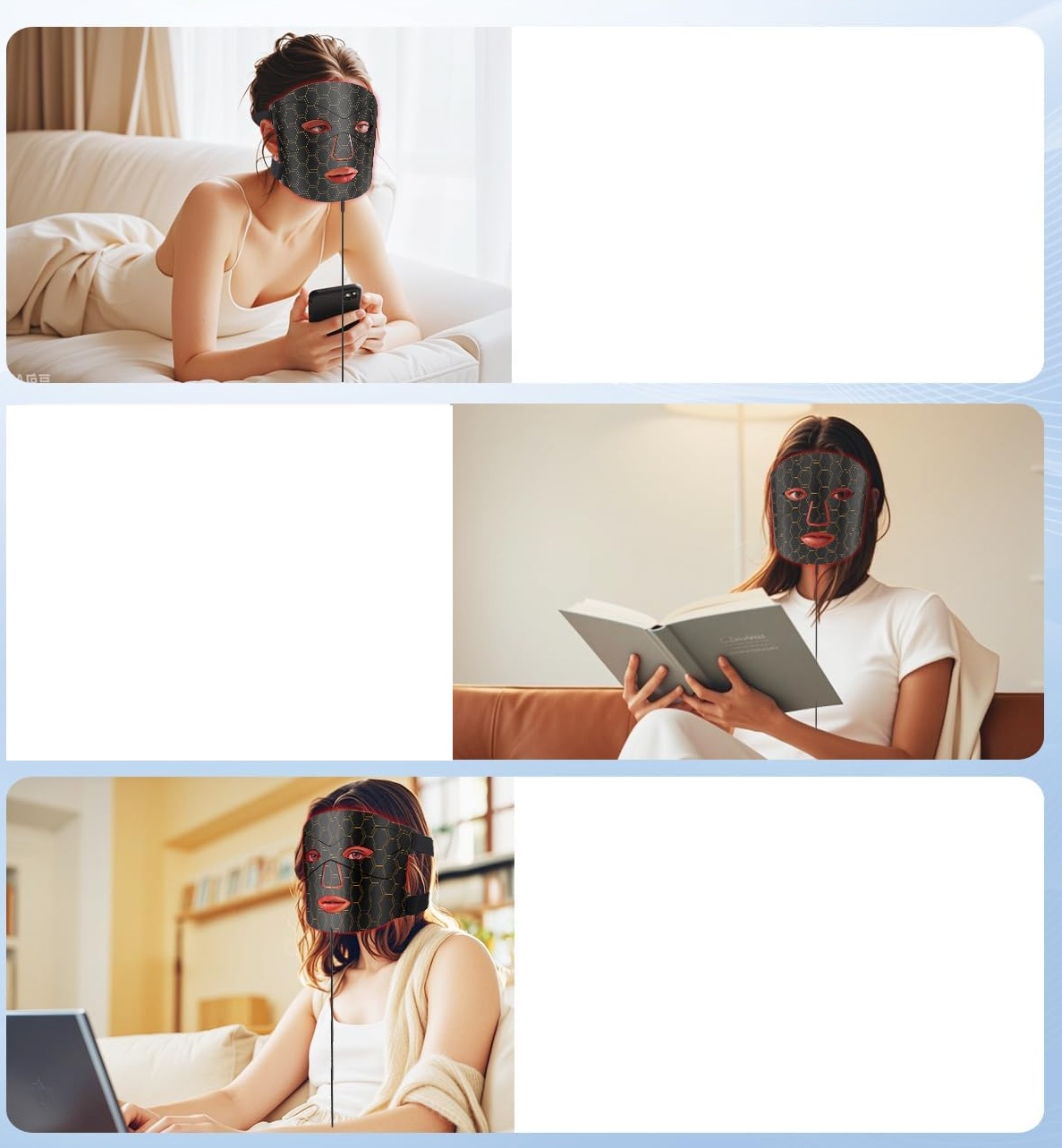 Maska do twarzy LED do terapii światłem KIMTAR na trądzik i zmarszczki