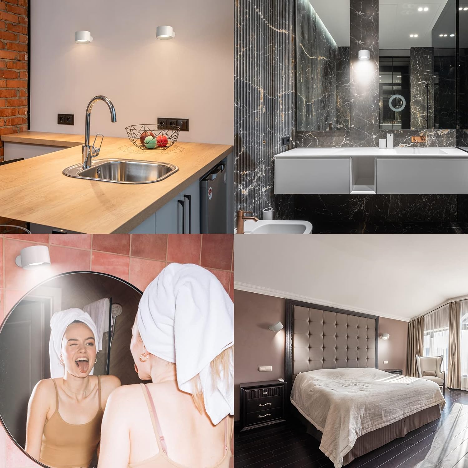 Lampa ścienna LED Feallive dotykowa 360° biała/ciepła akumulator