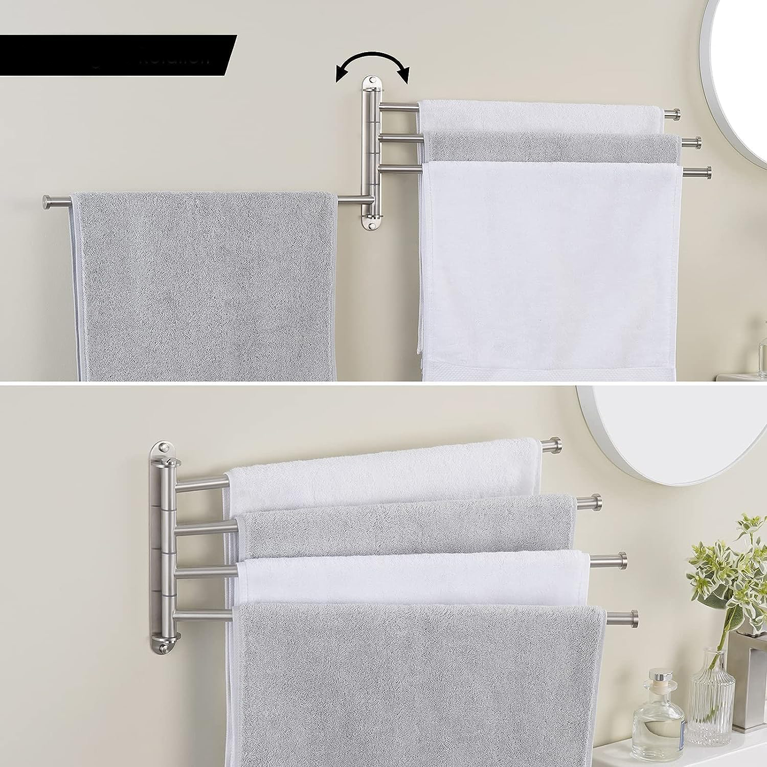 Wieszak na ręczniki KES, 4-ramienny, 19.5", stal nierdzewna, matowy