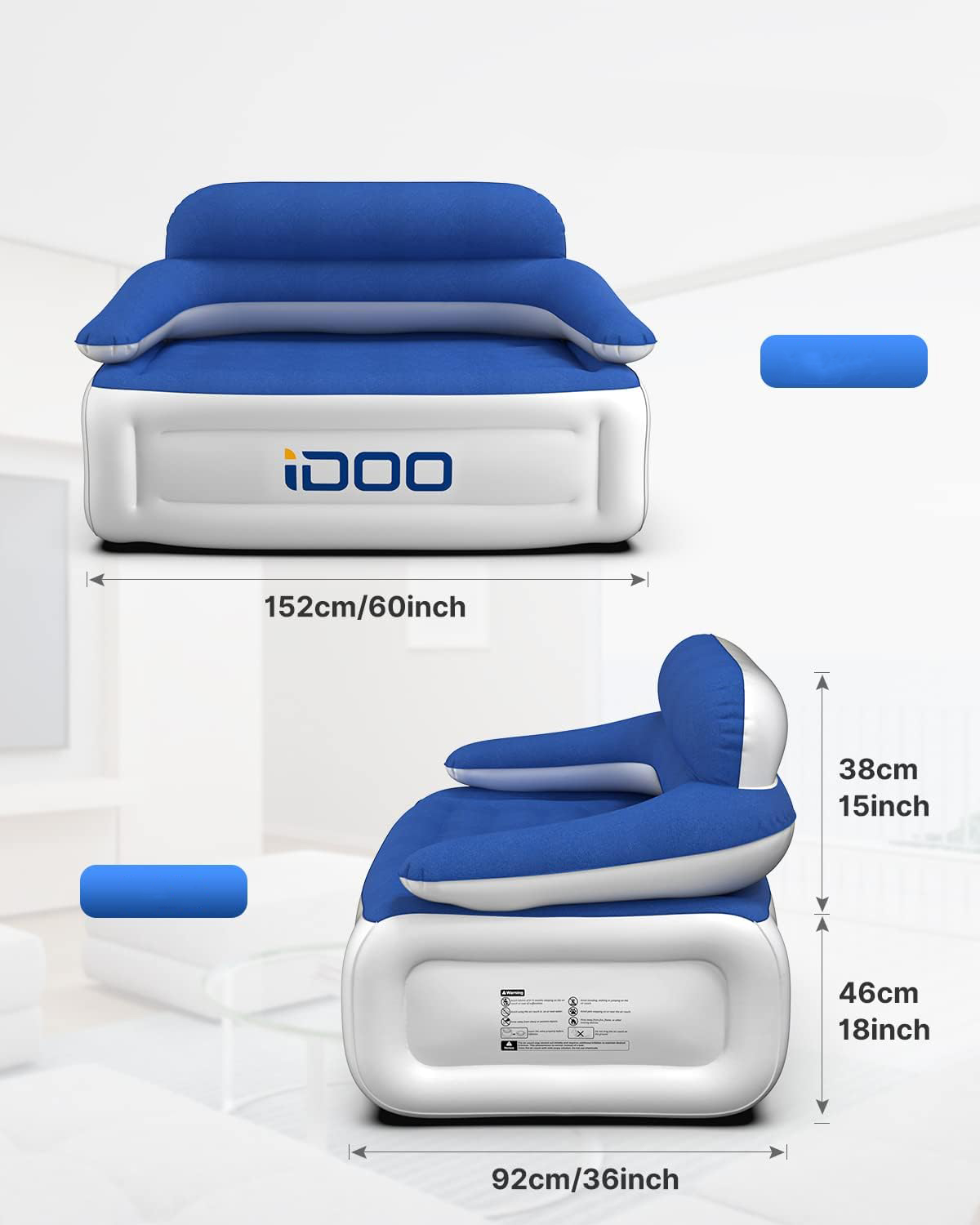 Sofa dmuchana iDOO, model I-C-022, 152x92x84 cm, Po naprawie