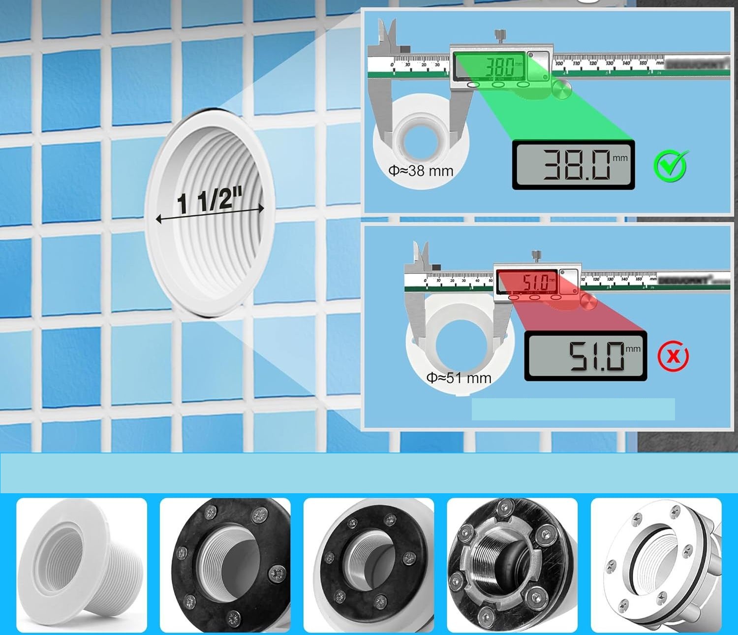 Reflektor LED basenowy LyLmLe 12W IP68 12V Ø190 mm 2 kolory (3000K/6000K)