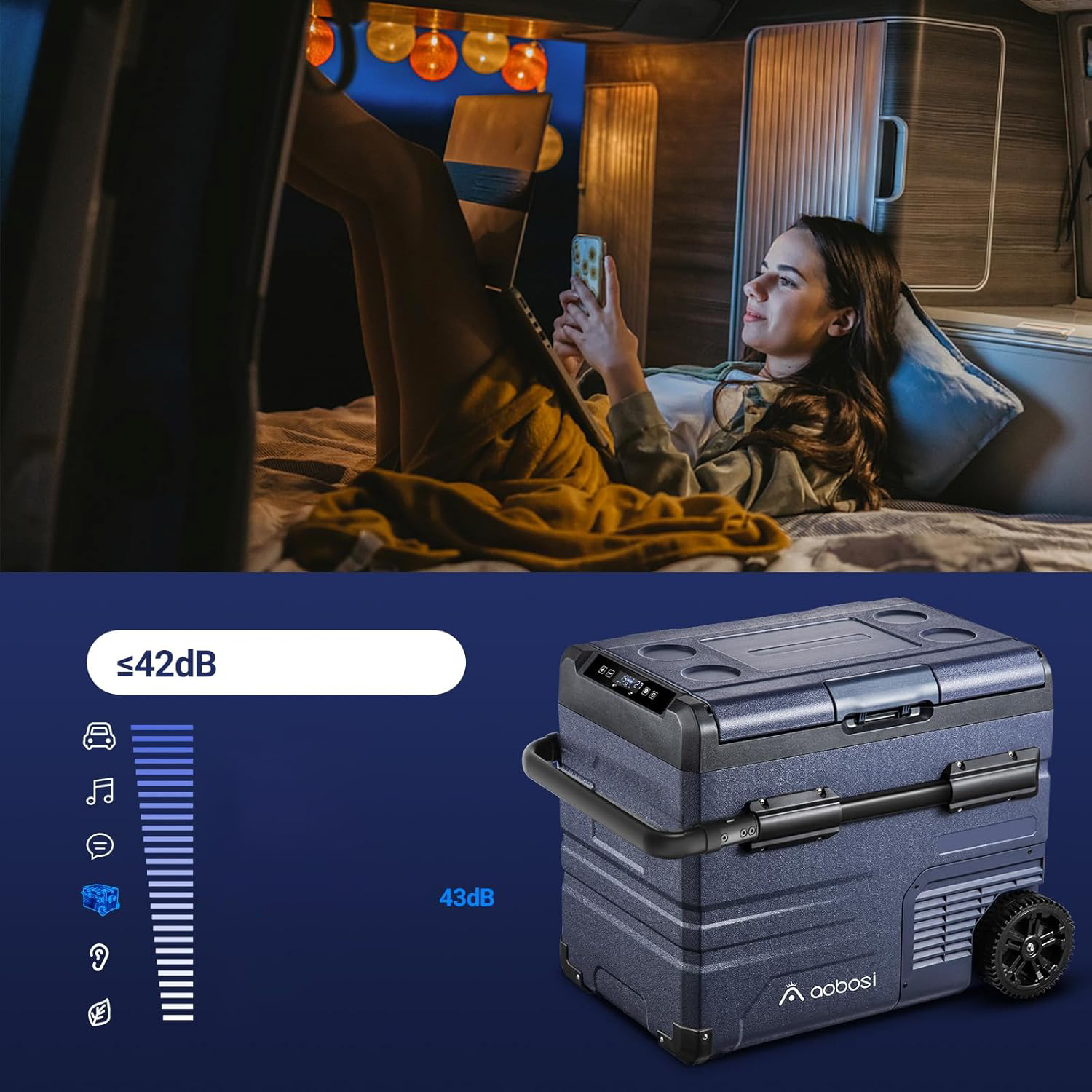 Lodówka kompresorowa AAOBOSI 45L Dual Zone z WiFi i sterowaniem POWYSTAWOWE