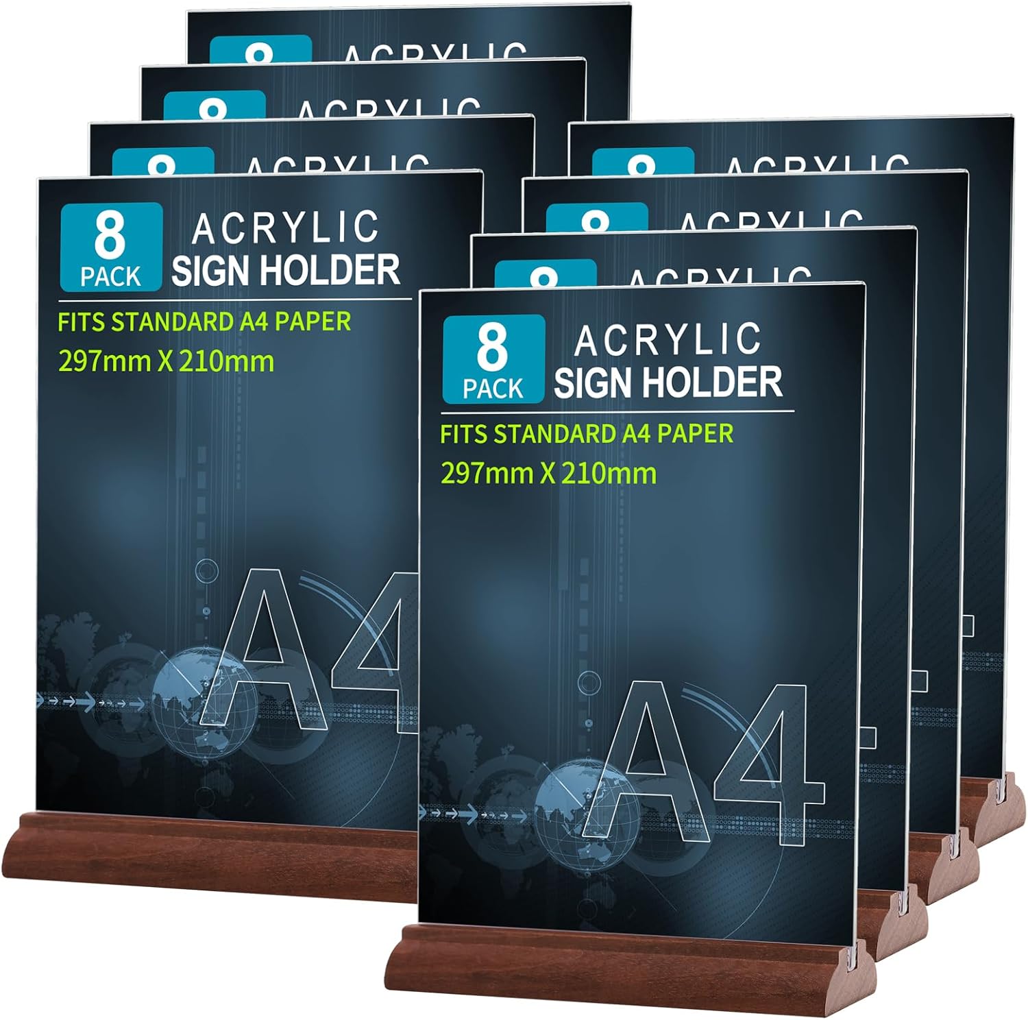 Uchwyt na tabliczki akrylowy stojak na menu A4 Srvnpioy 8 sztuk POWYSTAWOWY