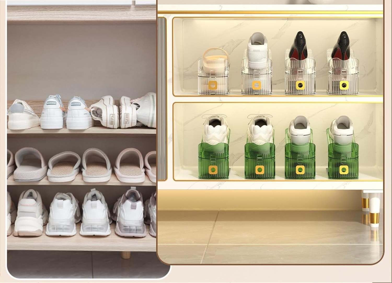 Organizer do butów Glsake regulowany przezroczysty do szafy 20 szt.