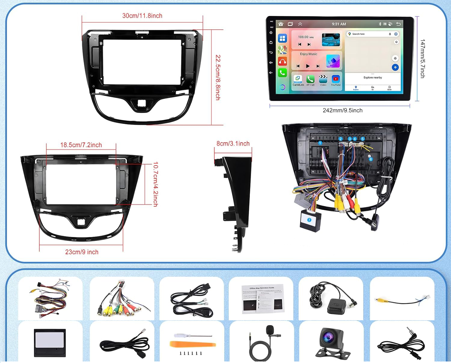 Radio Hodozzy do Opla Karla 2017-2020 Android, WiFi, Bluetooth, USB