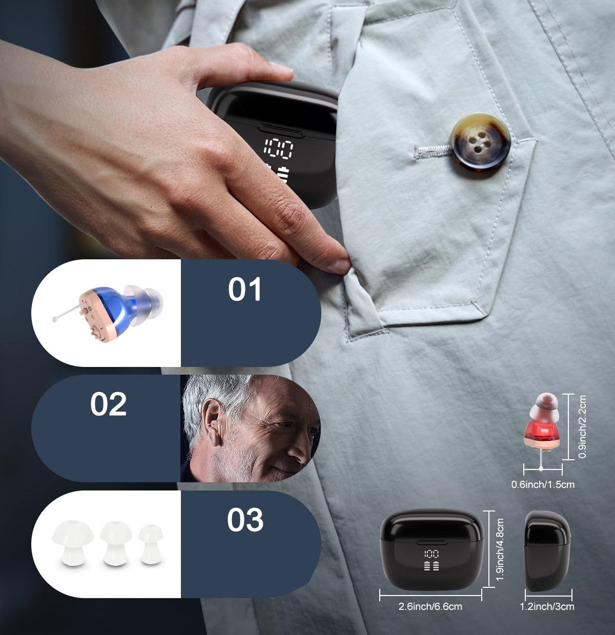 UŻYWANY Cyfrowy aparat słuchowy dla dorosłych i seniorów Delmicure VHP-1631
