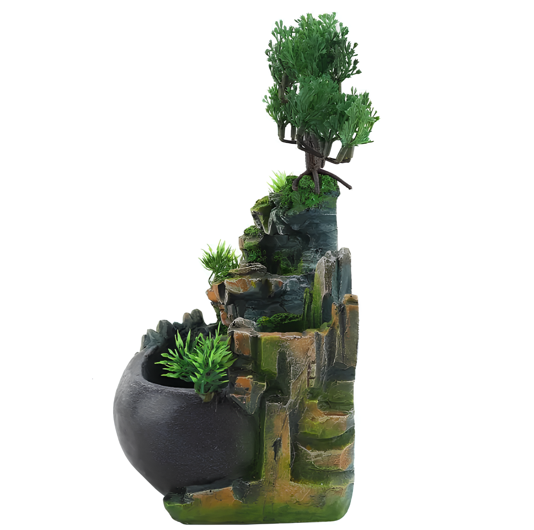 Stołowy wodospad Bonsai Feng Shui RESTEQ z oświetleniem i mgłą