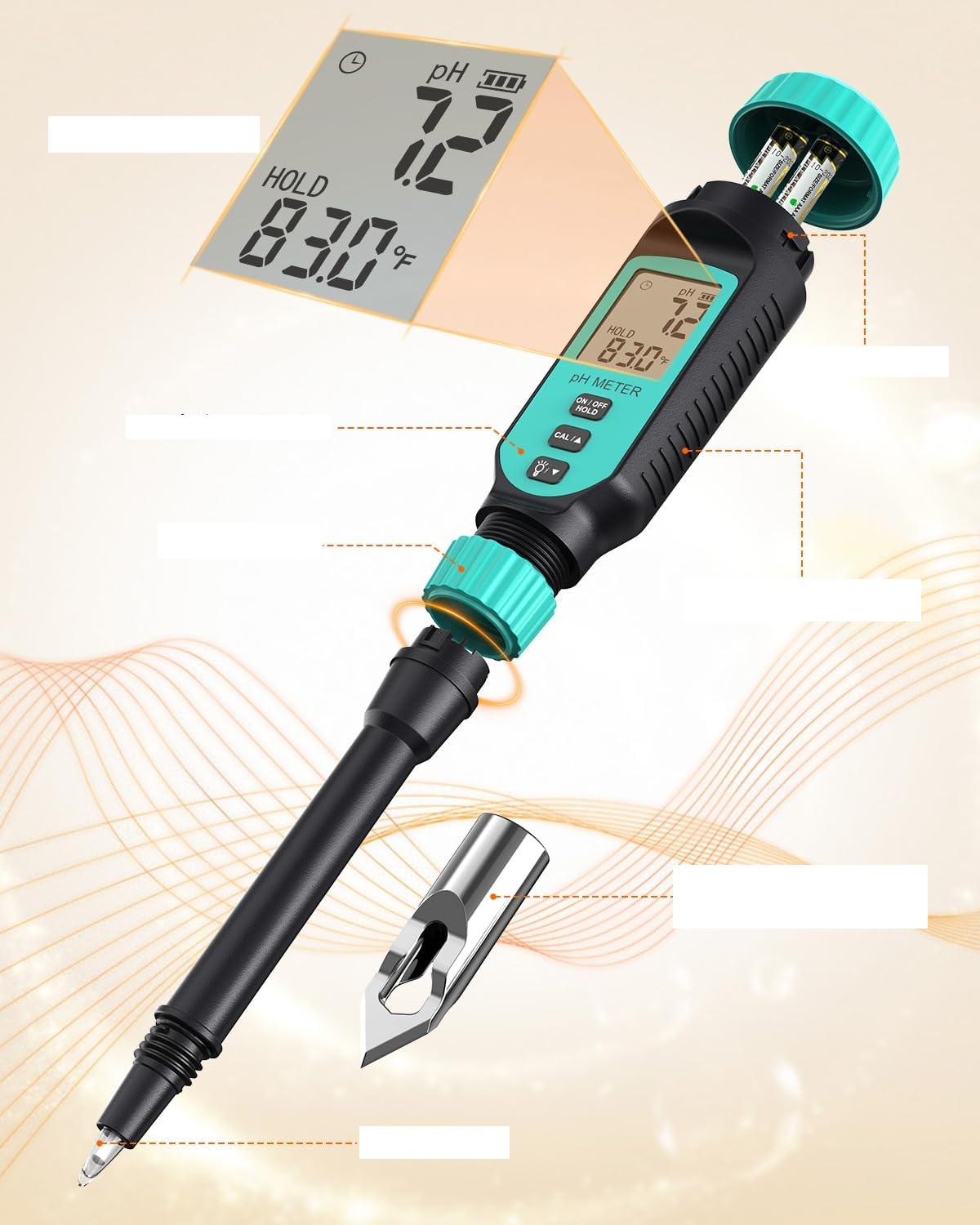 Tester gleby cyfrowy z sondą i wyświetlaczem LCD Tadeto TE027