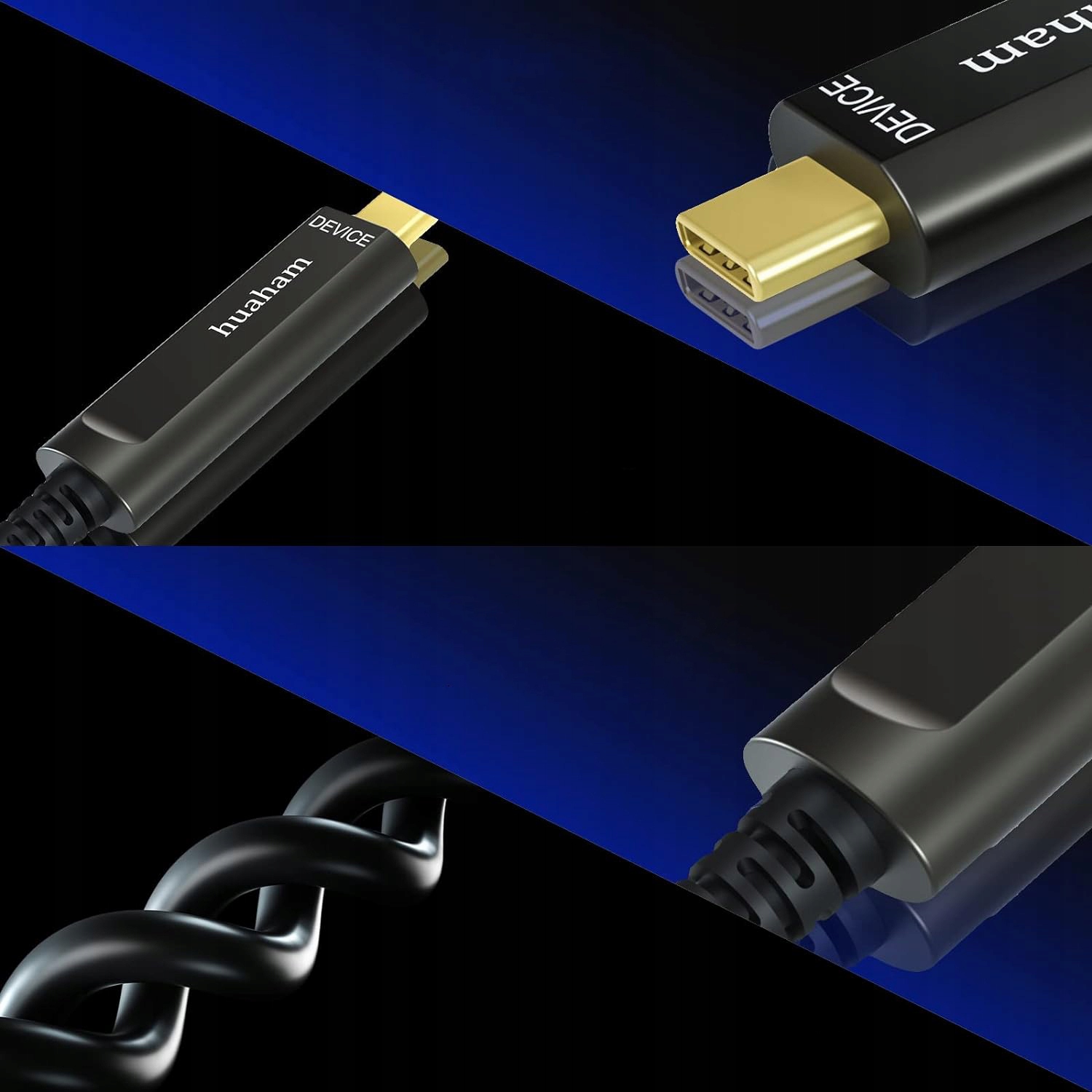 Kabel światłowodowy Huaham USB C do USB C USB 3.1, 10 Gb/s, do 50 stóp 15m