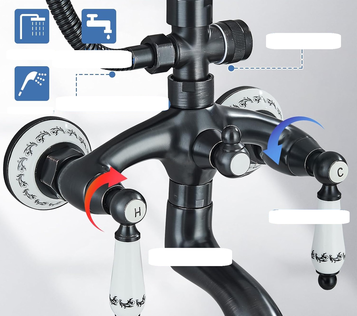 System prysznicowy Sugu czarny z ruchomym ramieniem i wężem 150 cm