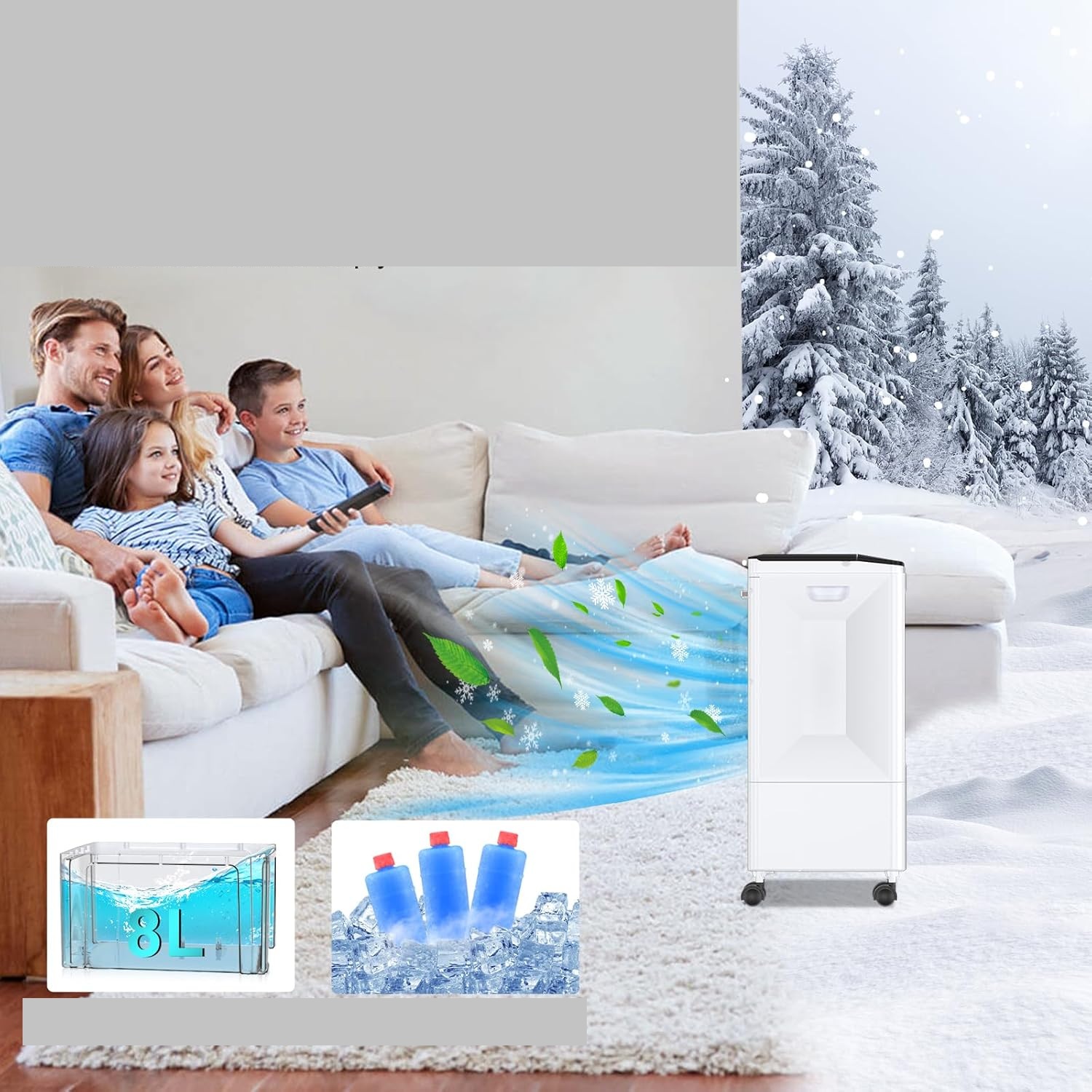 Klimatyzator przenośny z funkcją chłodzenia wodą 60W 6L POWYSTAWOWY