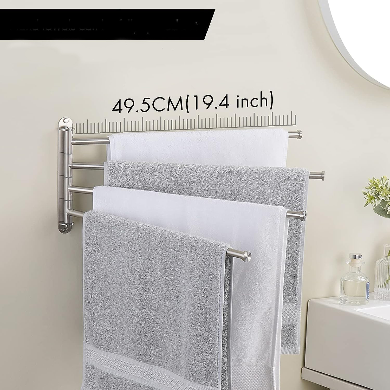 Wieszak na ręczniki KES, 4-ramienny, 19.5", stal nierdzewna, matowy