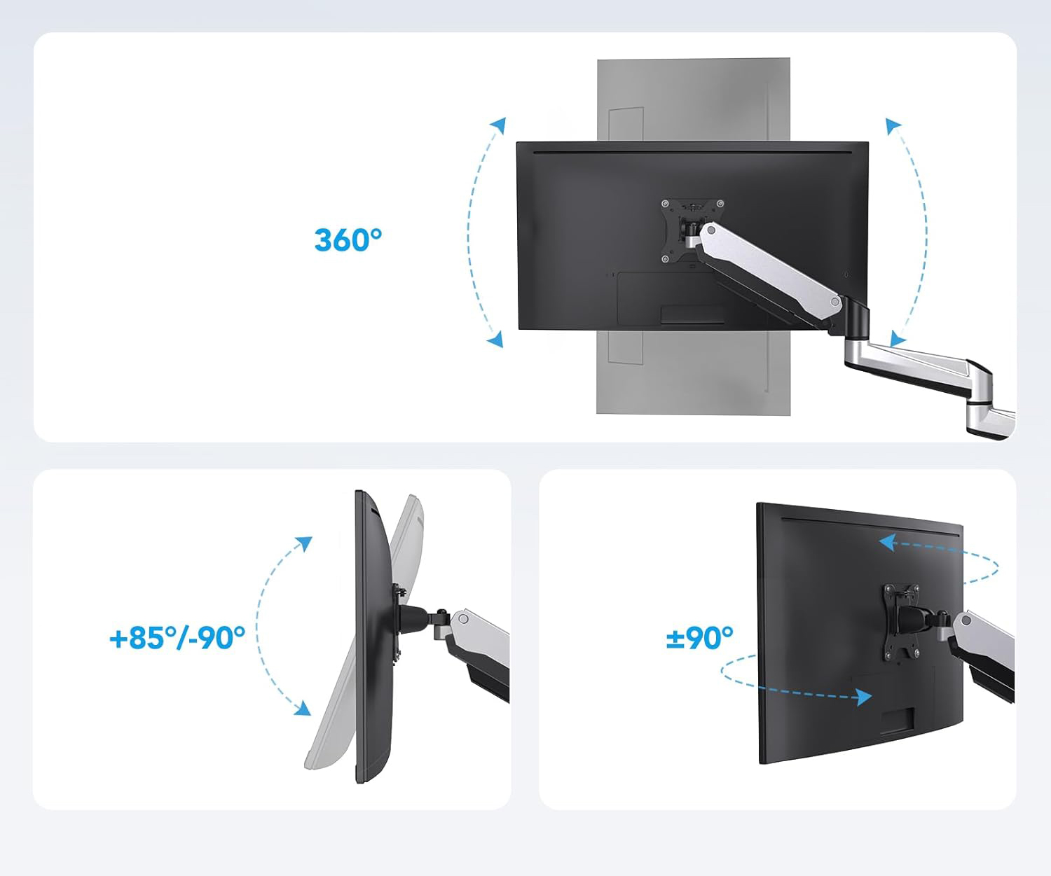 NIEKOMPLETNY Uchwyt na trzy monitory17-32'' srebrny ramię HUANUO HNTS3S
