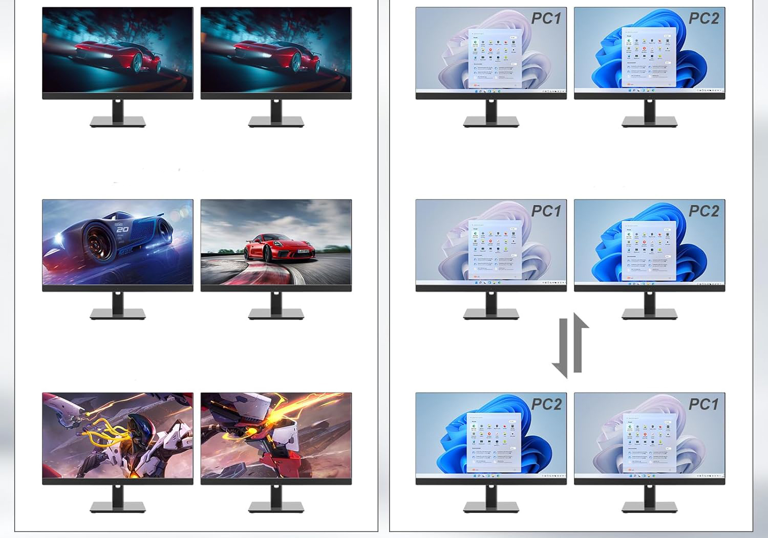 Przełącznik KVM 2 komputery 2 monitory Rytaki USB 3.0 4K@60Hz z audio