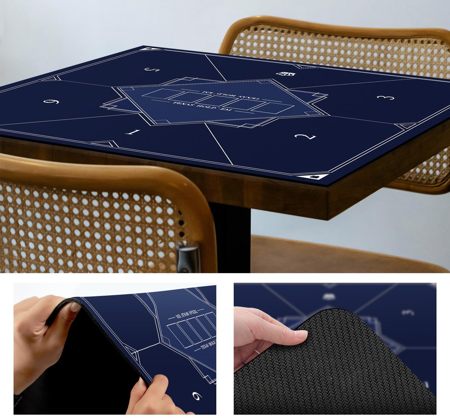 Mata pokerowa LaiEr 120×120 cm Texas Hold'em gumowa do stołów