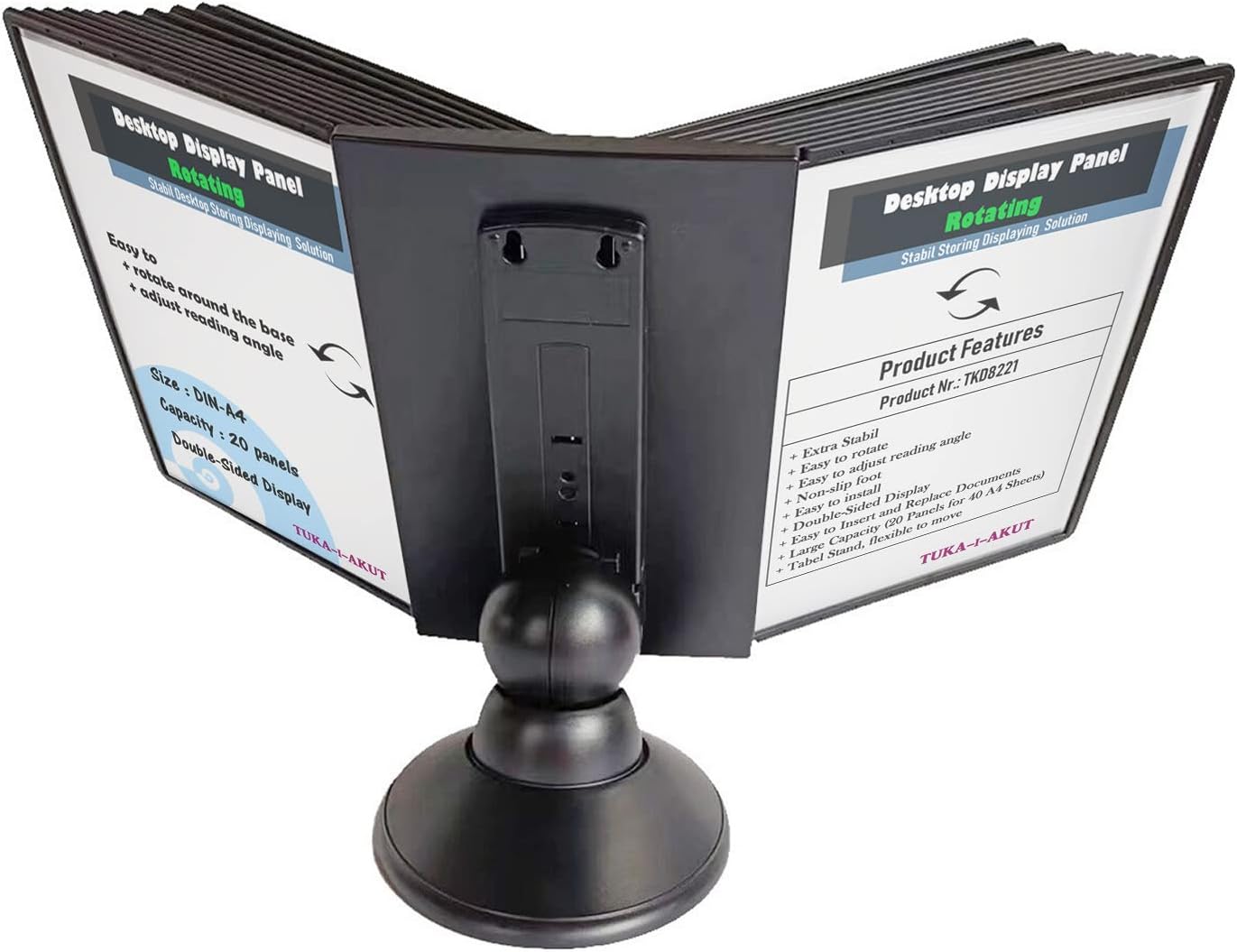 Tabliczki stołowe czarne regulowane obrotowe 360° TUKA-i-AKUT 20 szt.