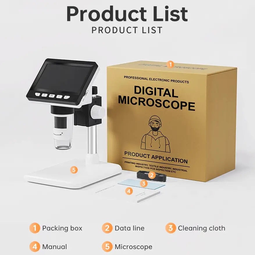 Elektroniczny mikroskop USB z ekranem LCD i zoomem 50-1000x
