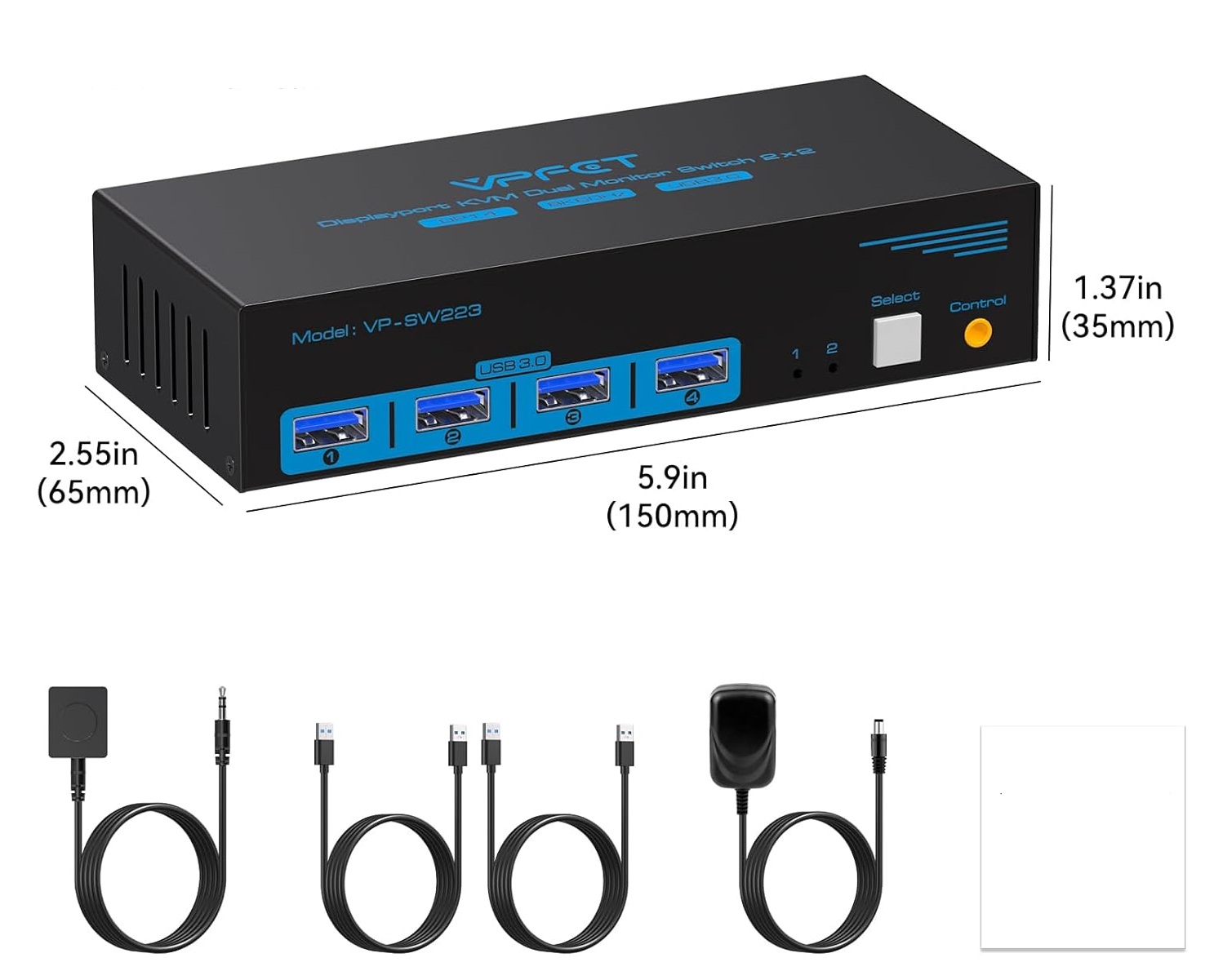 Przełącznik KVM DisplayPort 2xPC na 2 monitory 4K120Hz 8K60Hz USB3.0