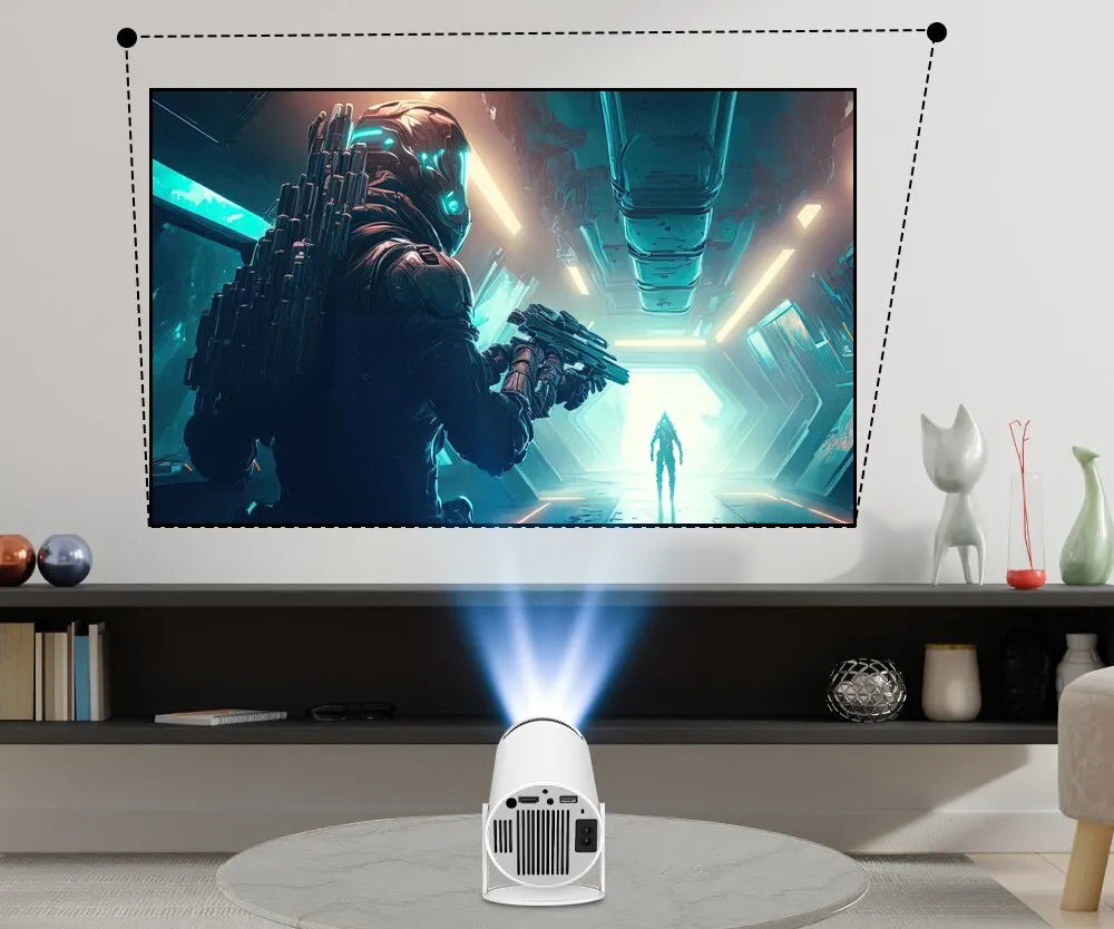 RESTEQ Projektor kina domowego HD Android 11 z WiFi 6 i Bluetooth 5.0