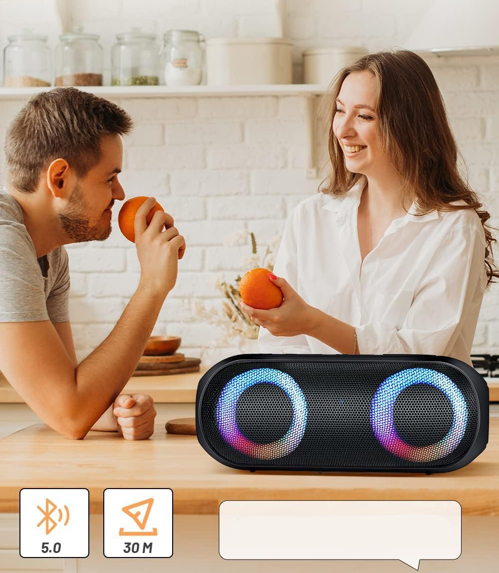 Głośnik Bluetooth NOTABRICK z oświetleniem RGB, 30 W, IPX7, czarny