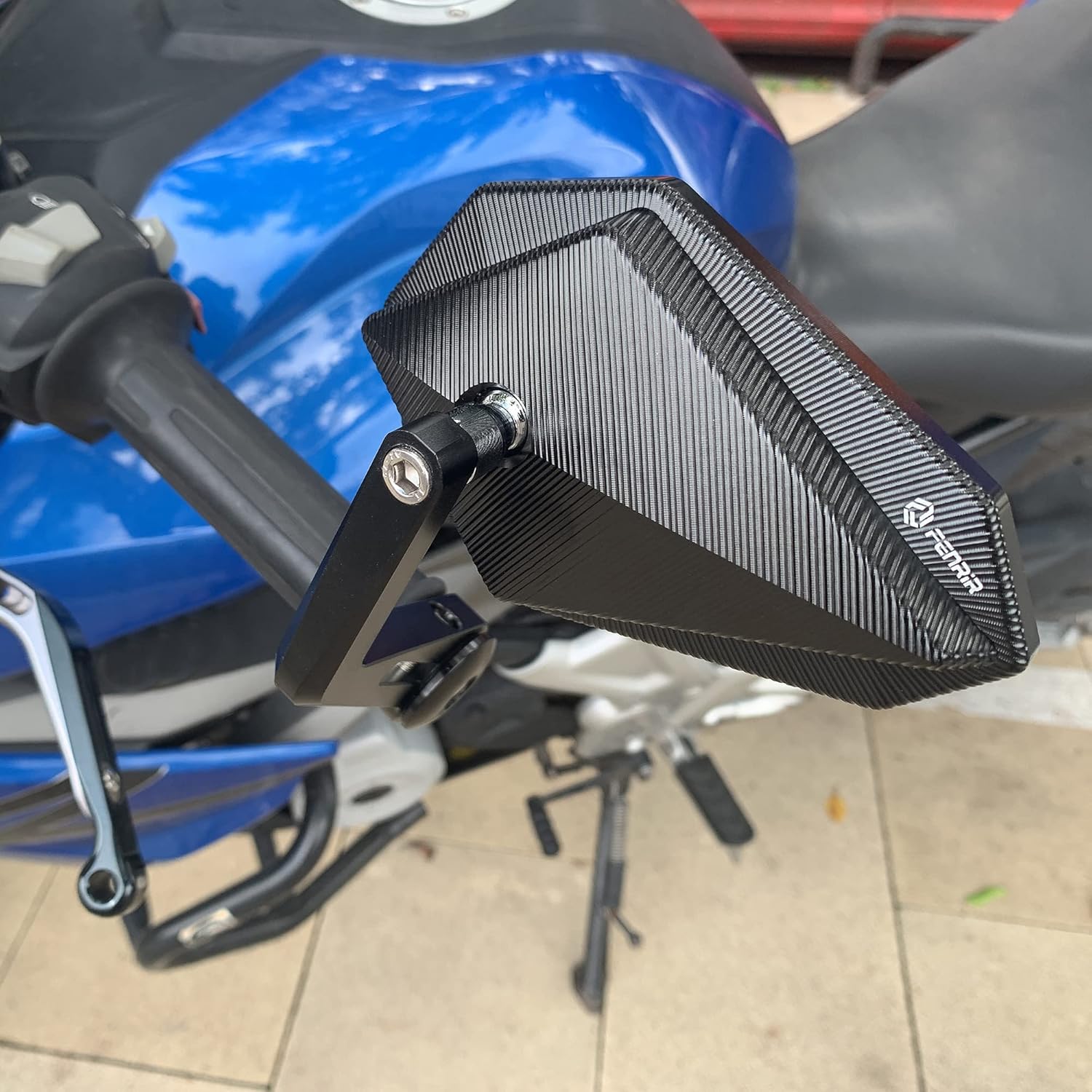 Lusterko motocyklowe FENRIR E24 CNC czarne na kierownicę POWYSTAWOWY